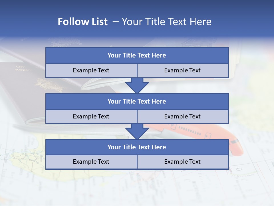A Passport, A Pen, And A Knife On Top Of A Map PowerPoint Template
