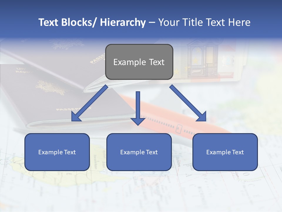A Passport, A Pen, And A Knife On Top Of A Map PowerPoint Template