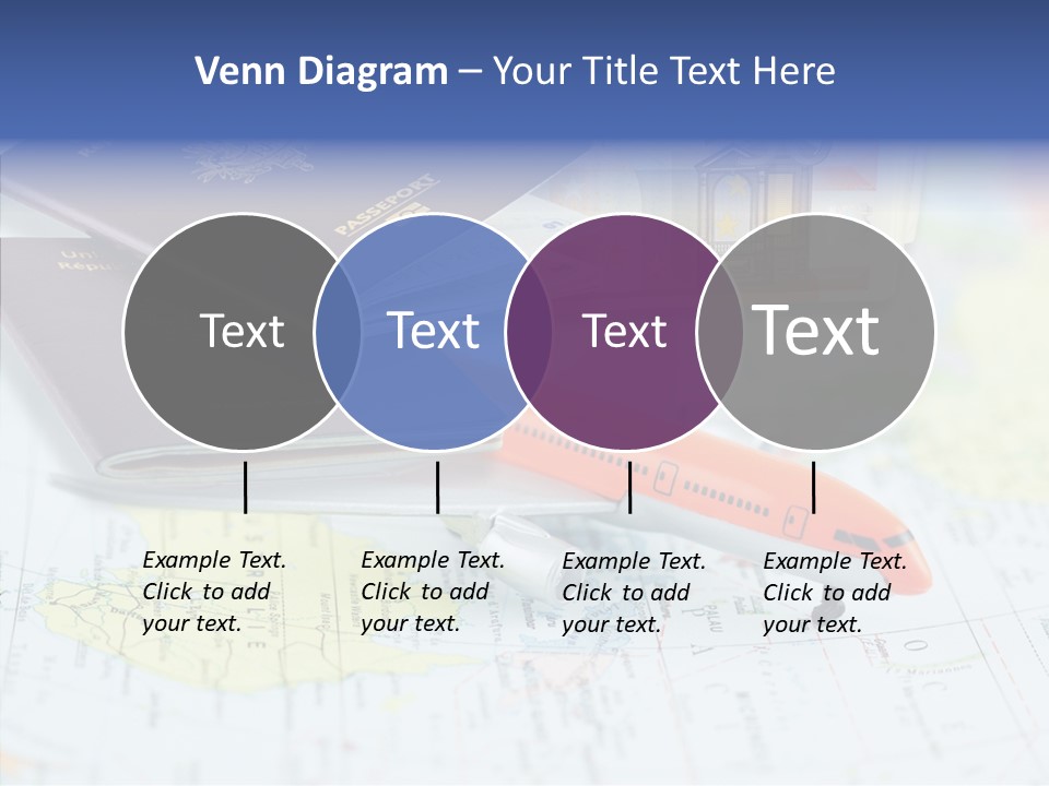 A Passport, A Pen, And A Knife On Top Of A Map PowerPoint Template
