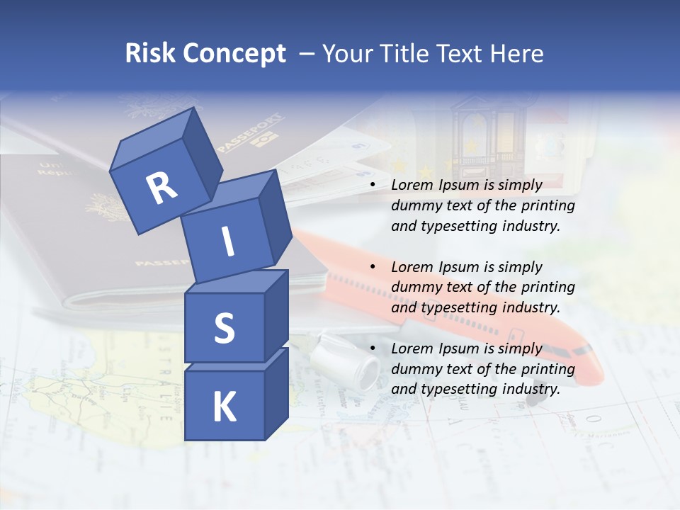 A Passport, A Pen, And A Knife On Top Of A Map PowerPoint Template