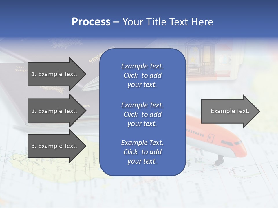 A Passport, A Pen, And A Knife On Top Of A Map PowerPoint Template