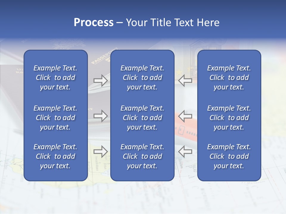 A Passport, A Pen, And A Knife On Top Of A Map PowerPoint Template