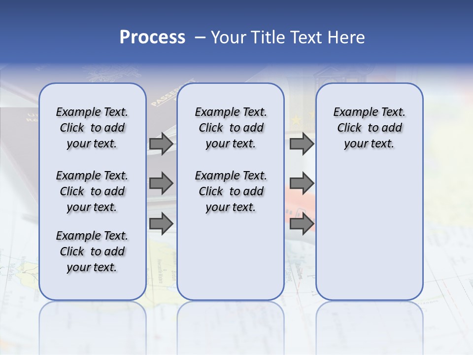 A Passport, A Pen, And A Knife On Top Of A Map PowerPoint Template