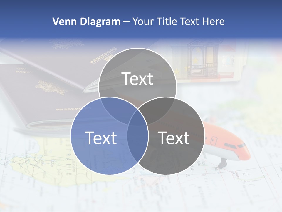 A Passport, A Pen, And A Knife On Top Of A Map PowerPoint Template