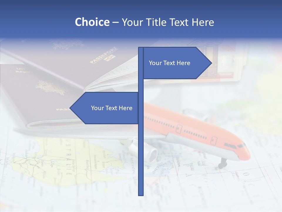 A Passport, A Pen, And A Knife On Top Of A Map PowerPoint Template