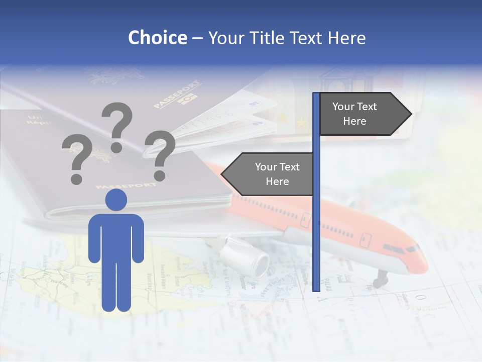 A Passport, A Pen, And A Knife On Top Of A Map PowerPoint Template