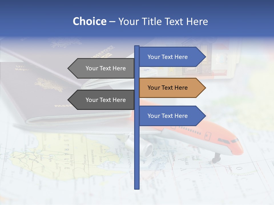 A Passport, A Pen, And A Knife On Top Of A Map PowerPoint Template