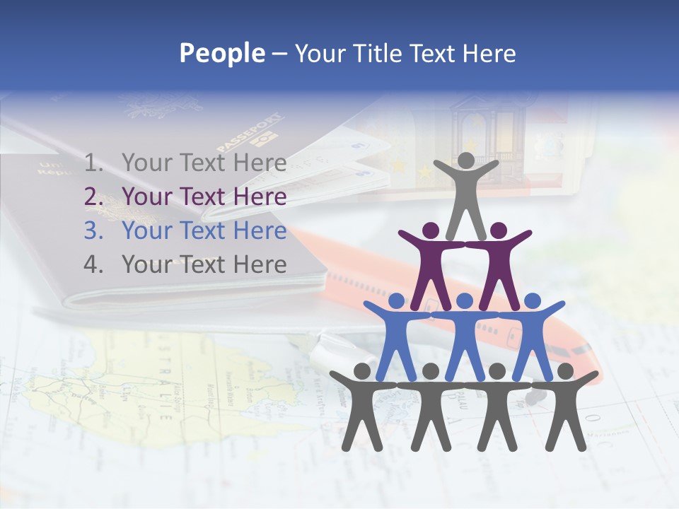 A Passport, A Pen, And A Knife On Top Of A Map PowerPoint Template