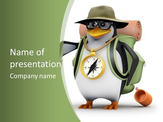 Hike Penguin Compass PowerPoint Template