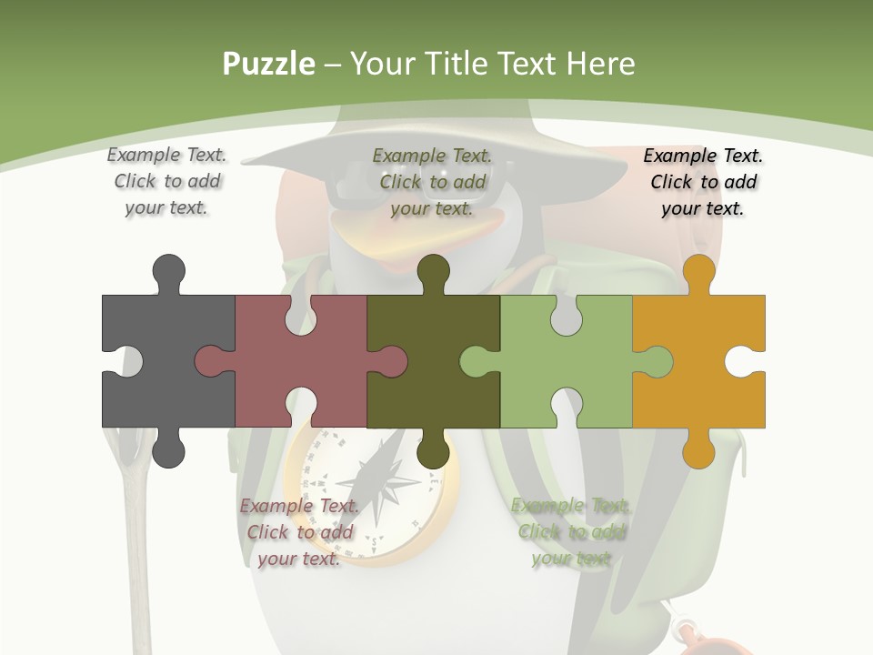 Hike Penguin Compass PowerPoint Template