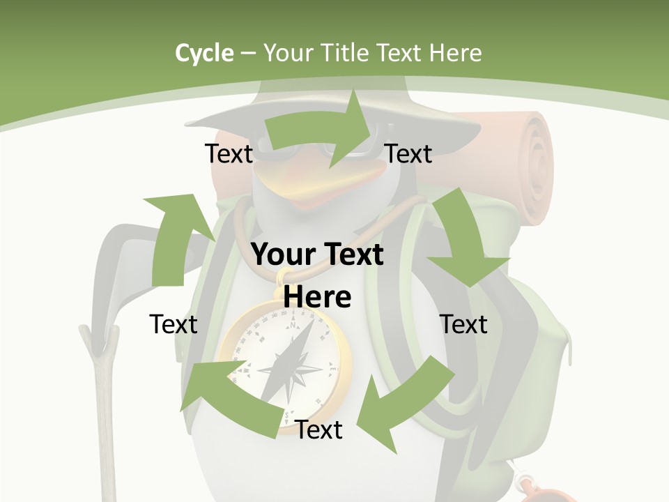 Hike Penguin Compass PowerPoint Template