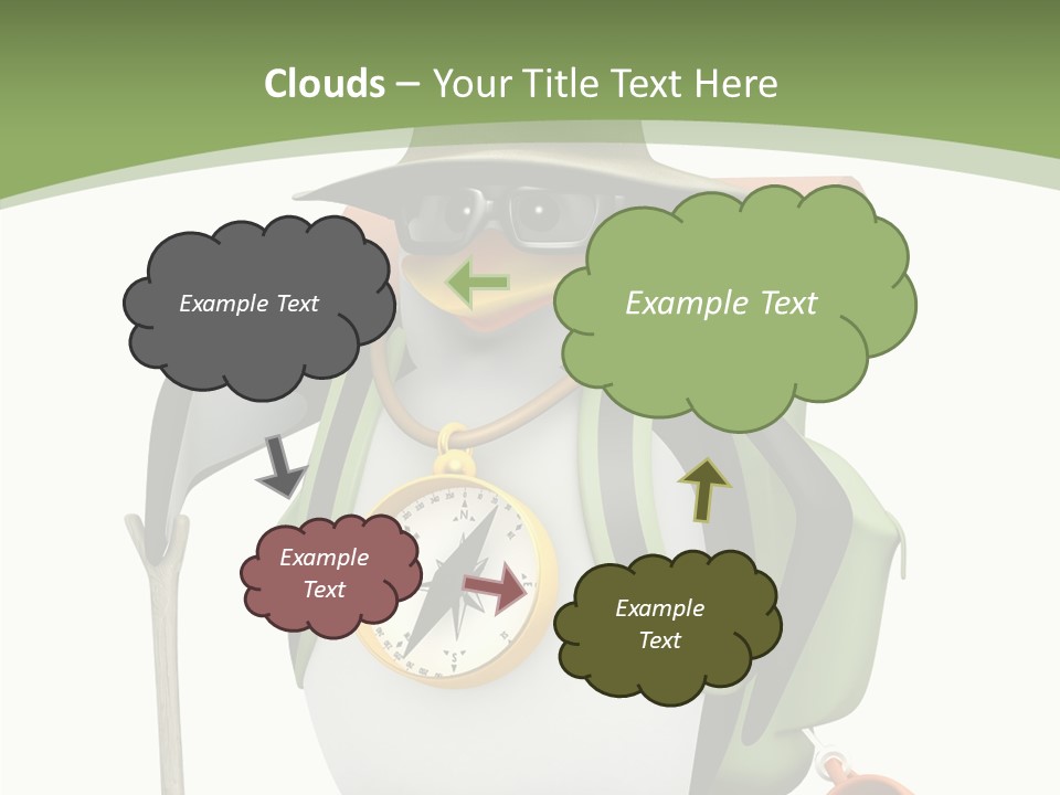 Hike Penguin Compass PowerPoint Template