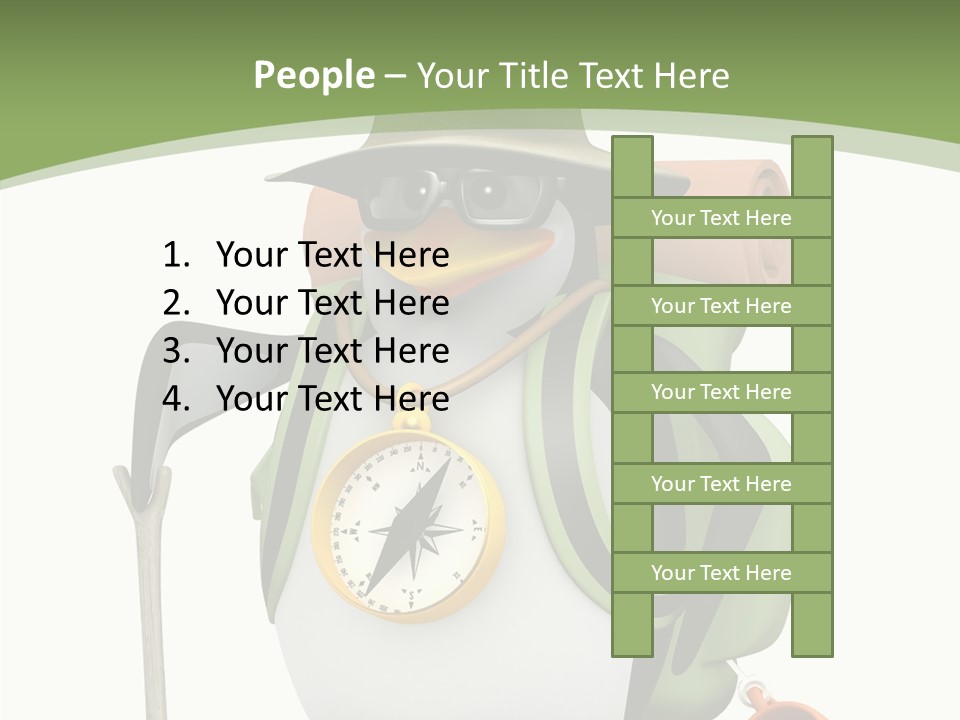 Hike Penguin Compass PowerPoint Template