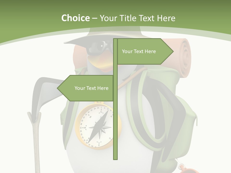 Hike Penguin Compass PowerPoint Template