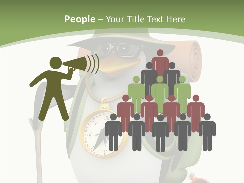 Hike Penguin Compass PowerPoint Template