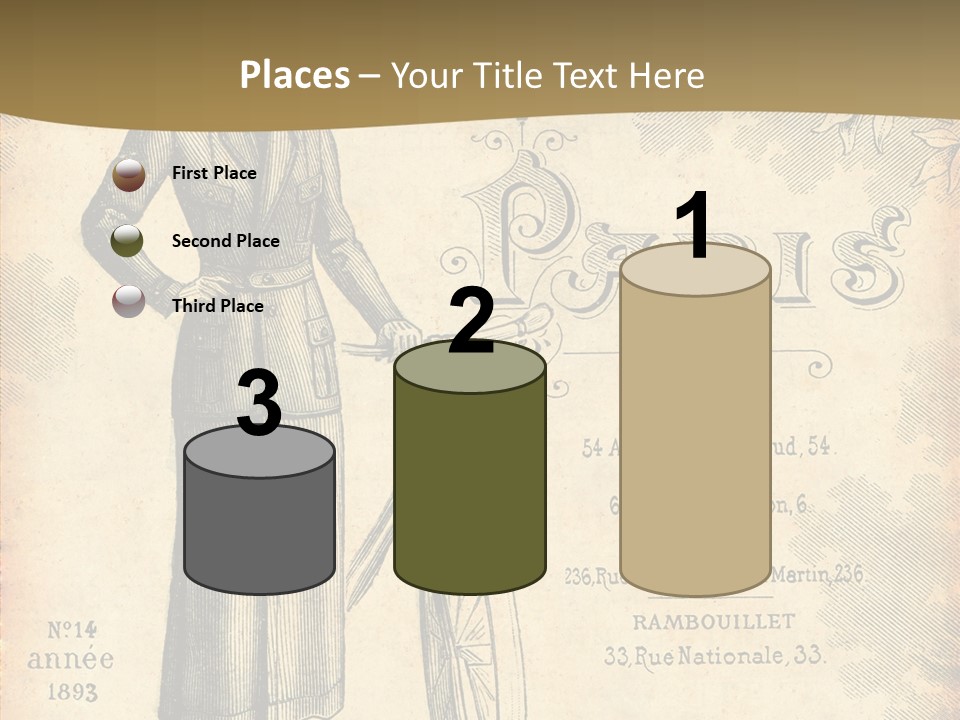 A Woman In A Dress And Hat Holding A Bicycle PowerPoint Template