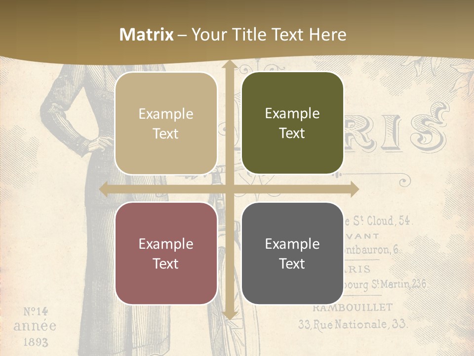 A Woman In A Dress And Hat Holding A Bicycle PowerPoint Template