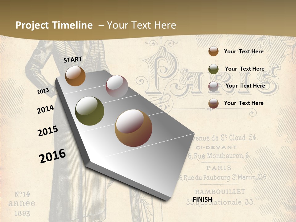 A Woman In A Dress And Hat Holding A Bicycle PowerPoint Template