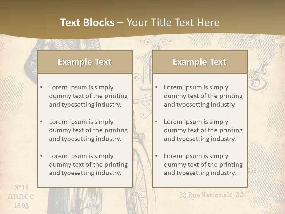 A Woman In A Dress And Hat Holding A Bicycle PowerPoint Template