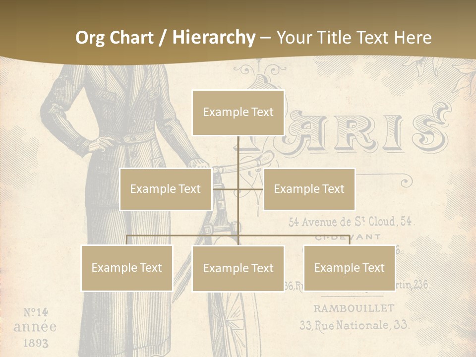 A Woman In A Dress And Hat Holding A Bicycle PowerPoint Template