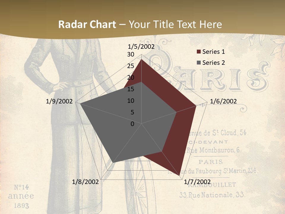 A Woman In A Dress And Hat Holding A Bicycle PowerPoint Template