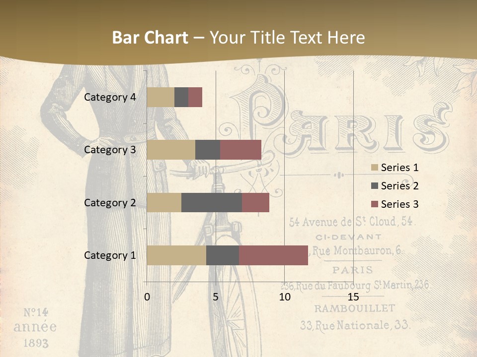 A Woman In A Dress And Hat Holding A Bicycle PowerPoint Template