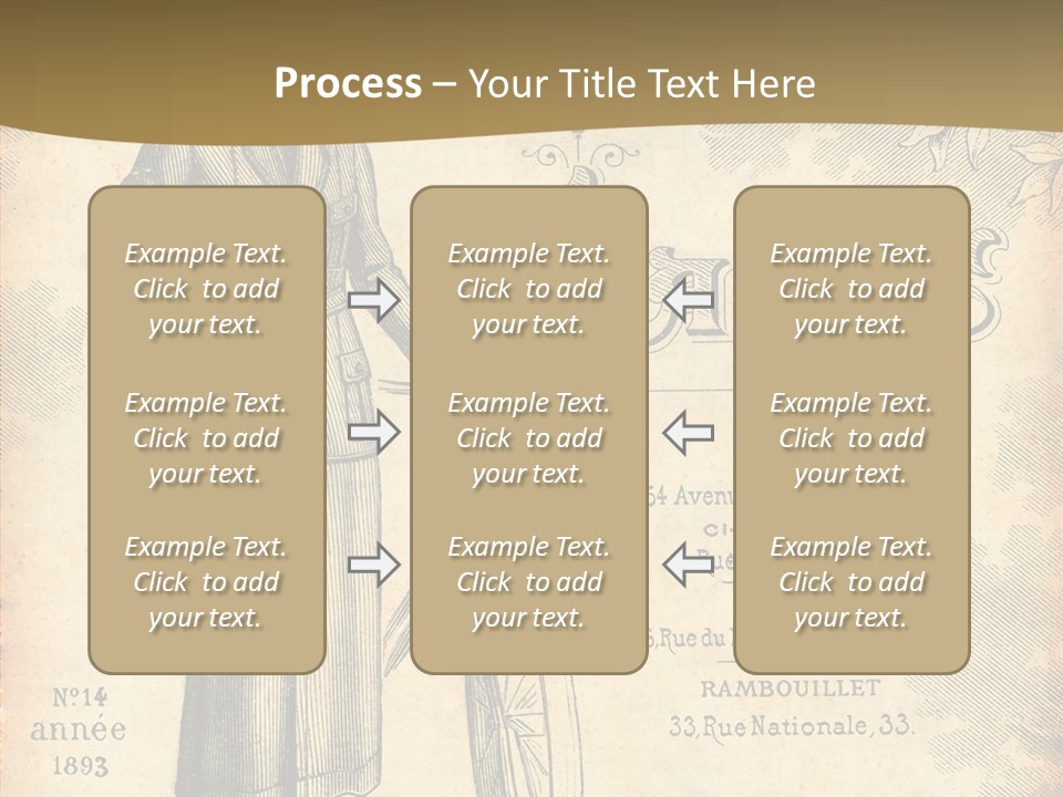 A Woman In A Dress And Hat Holding A Bicycle PowerPoint Template