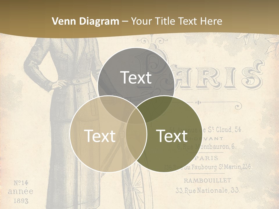 A Woman In A Dress And Hat Holding A Bicycle PowerPoint Template