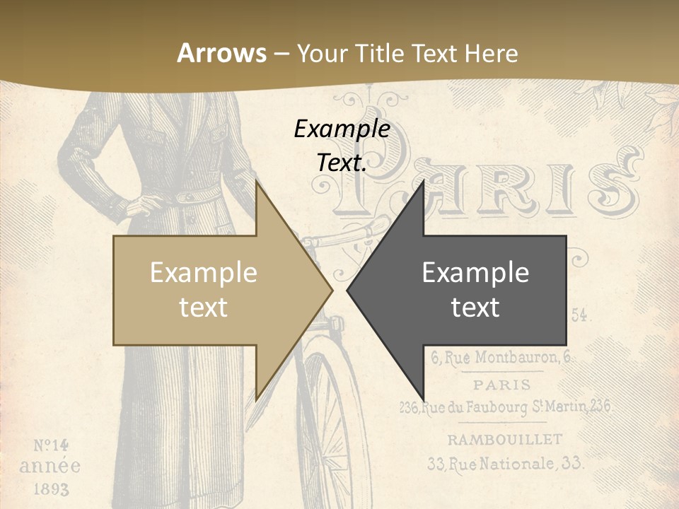 A Woman In A Dress And Hat Holding A Bicycle PowerPoint Template