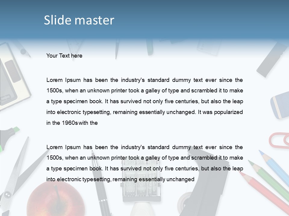 Arbeitsmaterial Radiergummi Zirkel PowerPoint Template