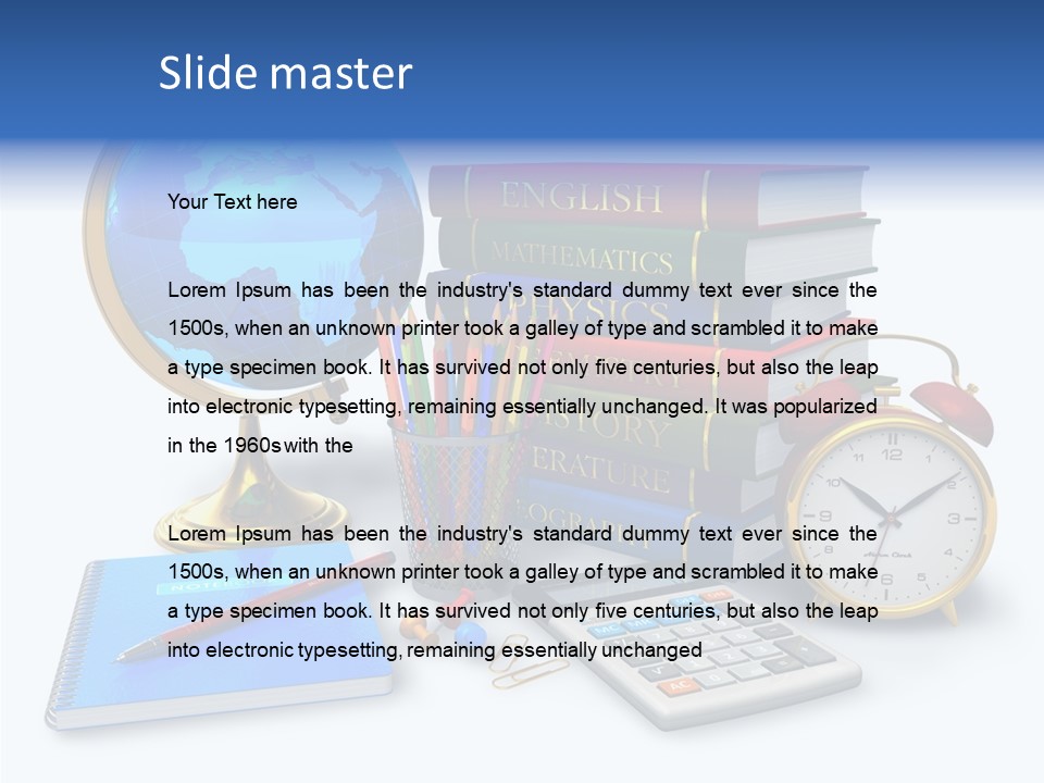 Schoolbook Clock Classroom PowerPoint Template