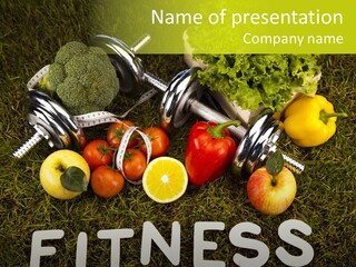 A Group Of Fruits And Vegetables Sitting On Top Of A Green Field PowerPoint Template