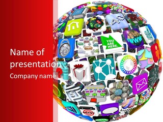 A Sphere With Many Different Items On It PowerPoint Template