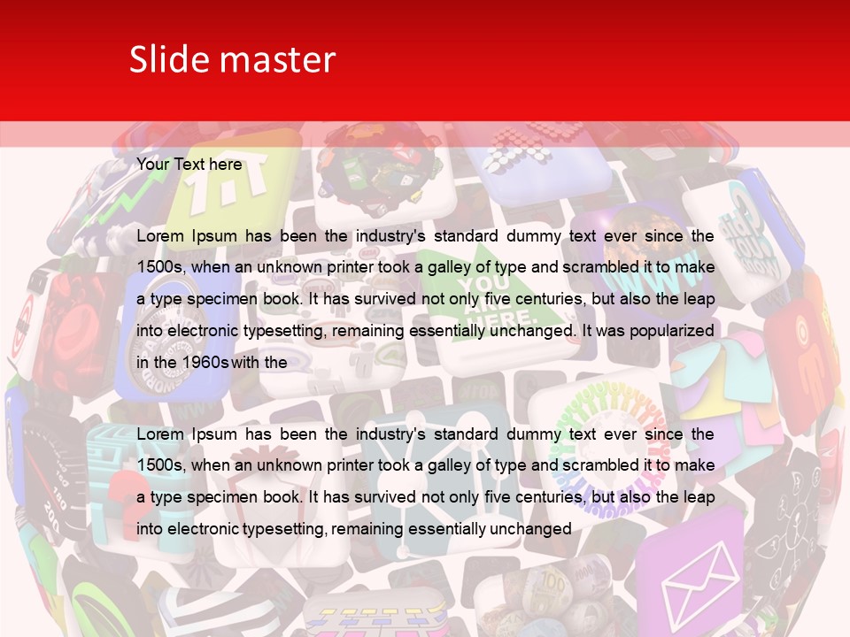 A Sphere With Many Different Items On It PowerPoint Template