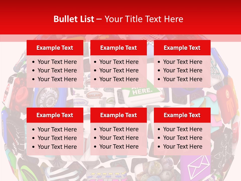 A Sphere With Many Different Items On It PowerPoint Template