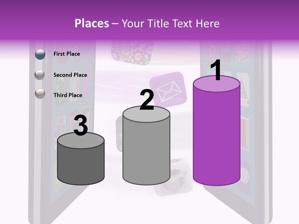 A Cell Phone With Icons Coming Out Of It PowerPoint Template
