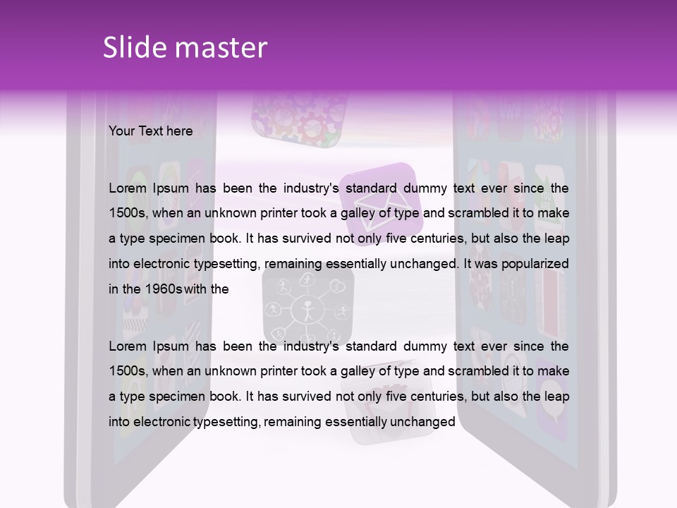 A Cell Phone With Icons Coming Out Of It PowerPoint Template