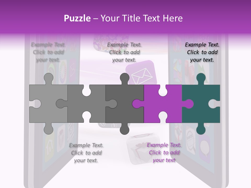 A Cell Phone With Icons Coming Out Of It PowerPoint Template