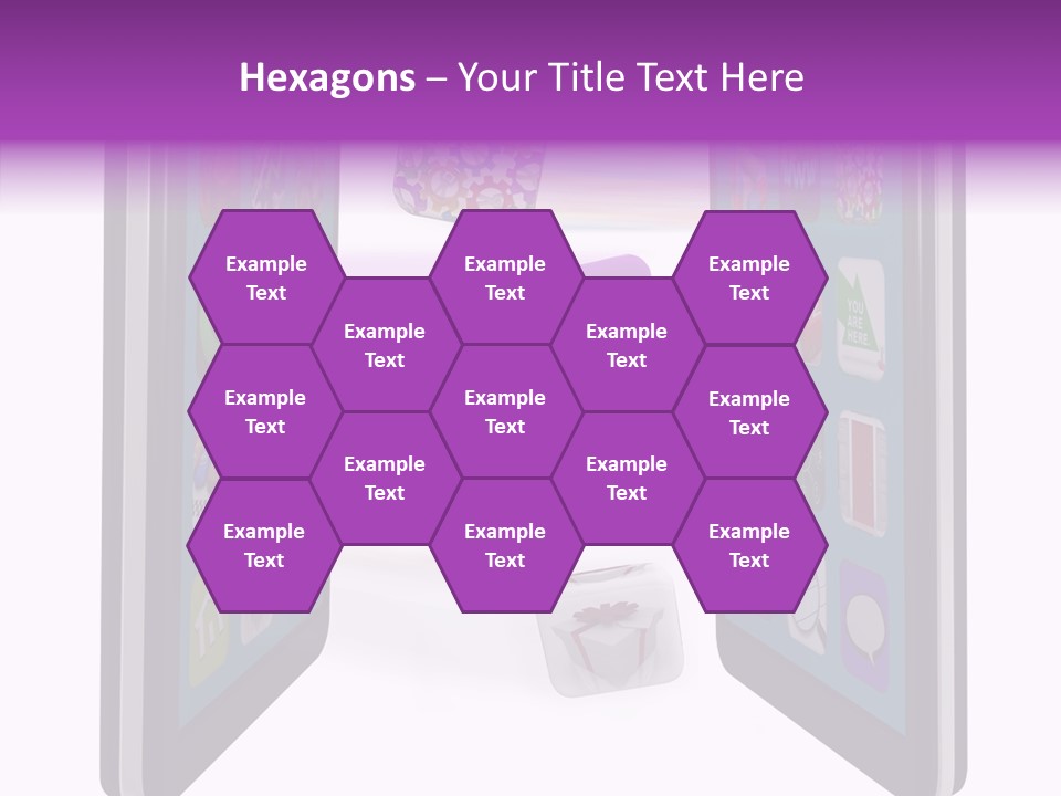 A Cell Phone With Icons Coming Out Of It PowerPoint Template