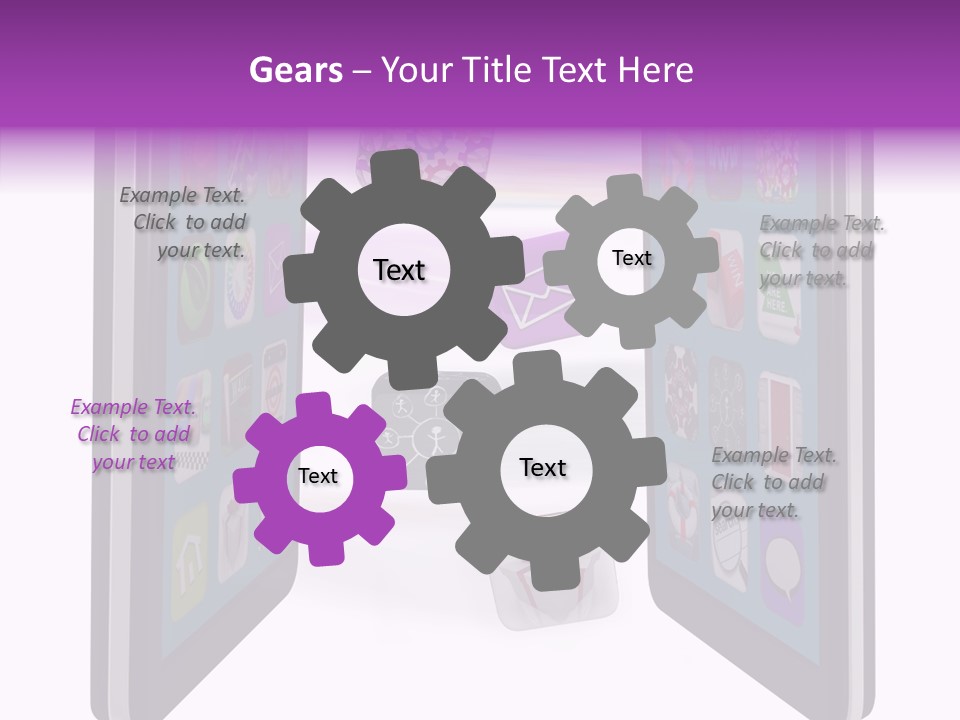 A Cell Phone With Icons Coming Out Of It PowerPoint Template