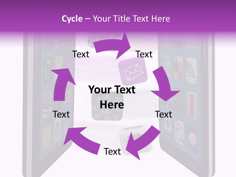 A Cell Phone With Icons Coming Out Of It PowerPoint Template