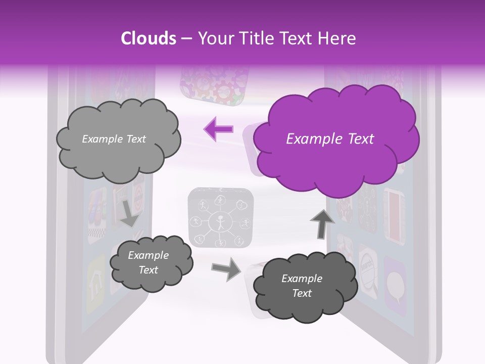 A Cell Phone With Icons Coming Out Of It PowerPoint Template