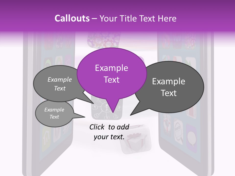 A Cell Phone With Icons Coming Out Of It PowerPoint Template