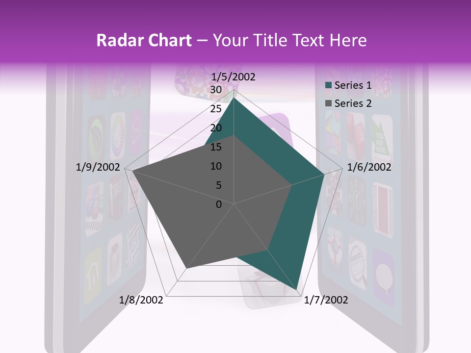 A Cell Phone With Icons Coming Out Of It PowerPoint Template