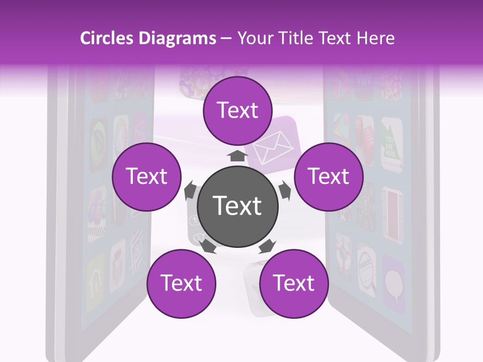 A Cell Phone With Icons Coming Out Of It PowerPoint Template