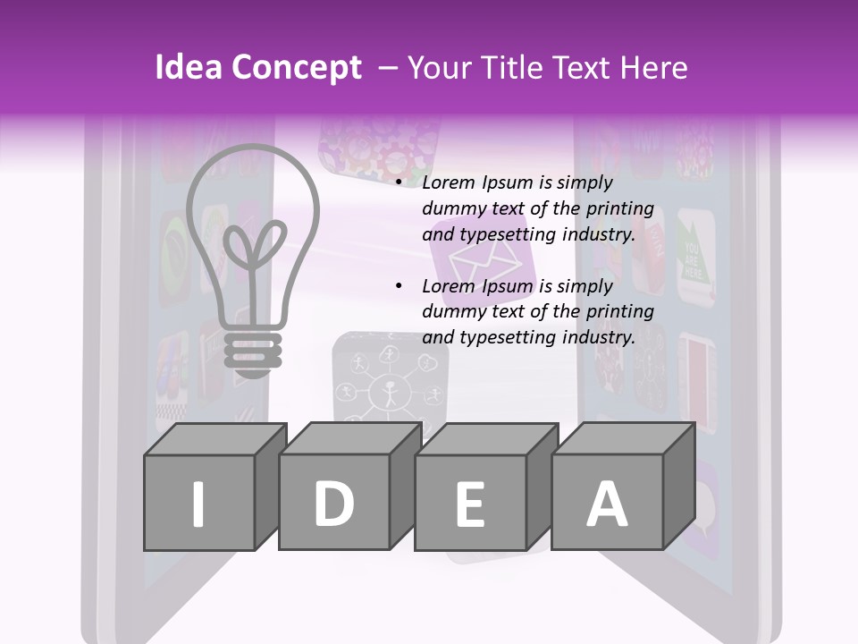 A Cell Phone With Icons Coming Out Of It PowerPoint Template