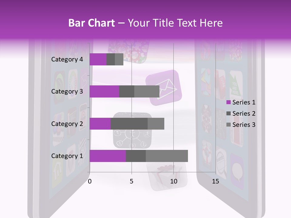 A Cell Phone With Icons Coming Out Of It PowerPoint Template