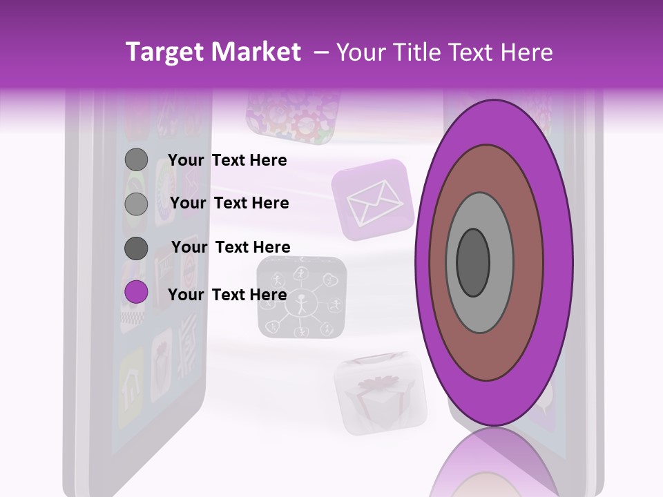 A Cell Phone With Icons Coming Out Of It PowerPoint Template