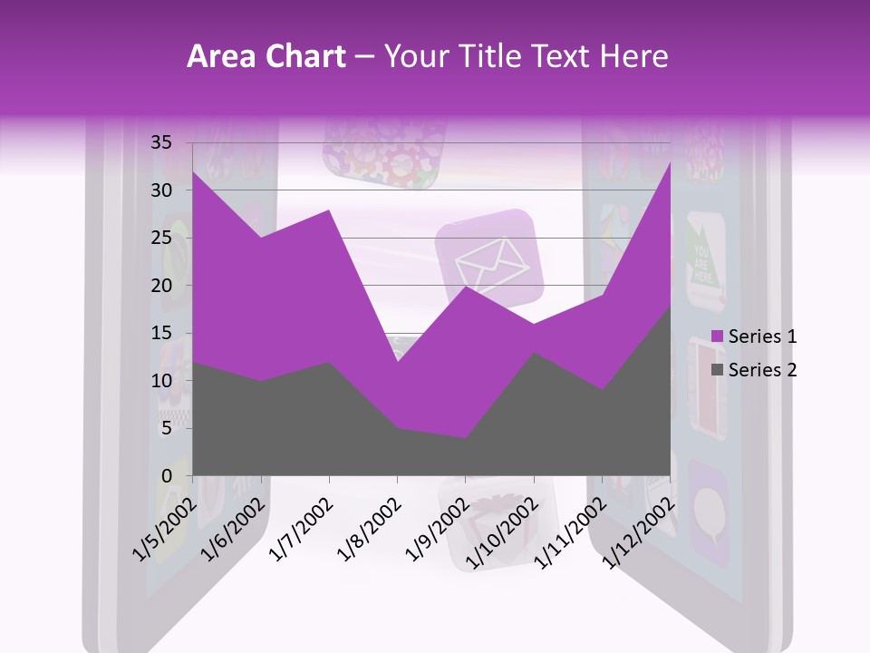 A Cell Phone With Icons Coming Out Of It PowerPoint Template