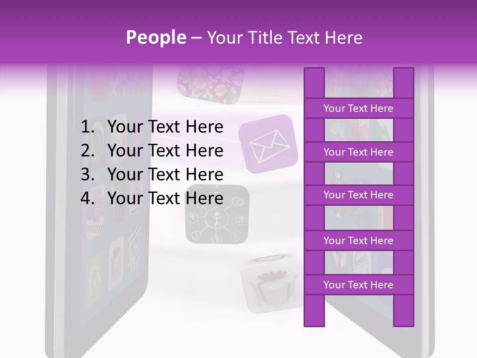A Cell Phone With Icons Coming Out Of It PowerPoint Template